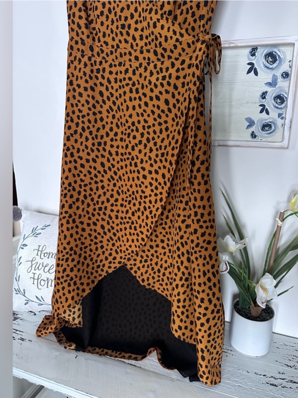 BB Dakota Brown High Low Animal Print Wrap Dress - Picture 5 of 7